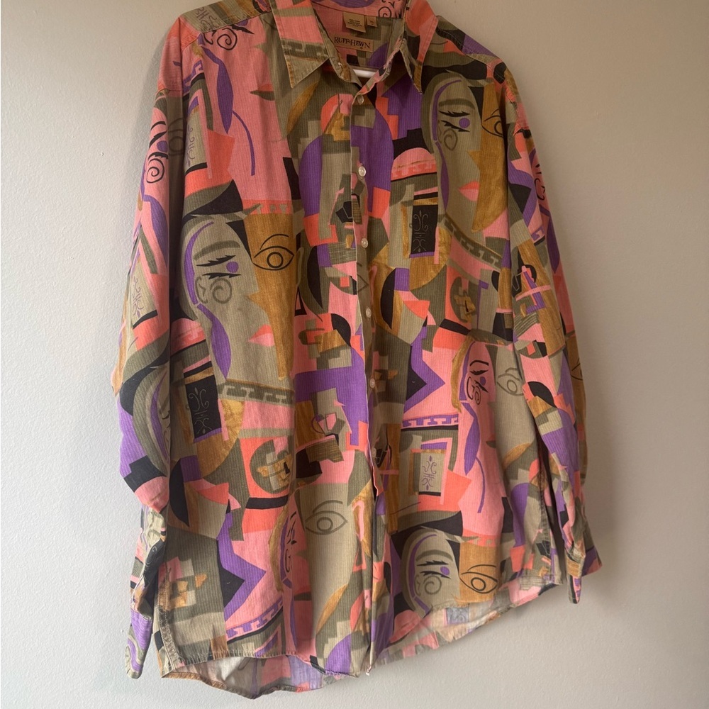 🎨 Vintage Colorful Abstract Button-Up Shirt – XL 🎨 - Picture 2 of 7
